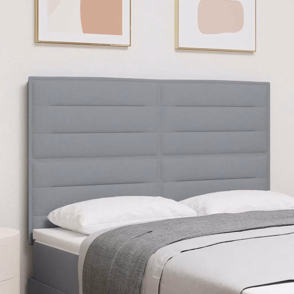 Testiera per letto moderna vidaXL in tessuto grigio con struttura in legno di pino, L: 160 cm, H: 76 cm, P: 9 cm