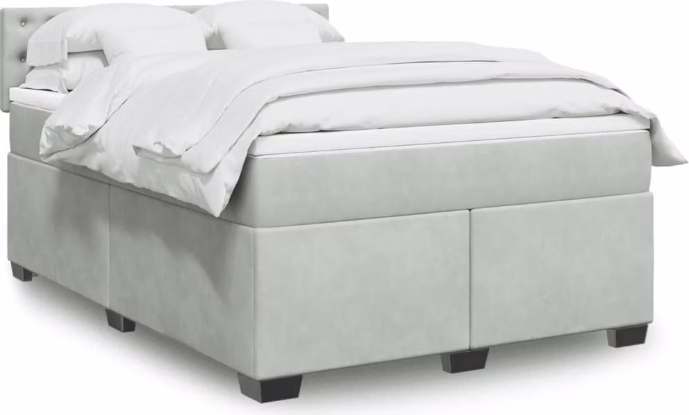 Maison Exclusive - Giroletto a Molle con Materasso Grigio Chiaro 160x200cm Velluto