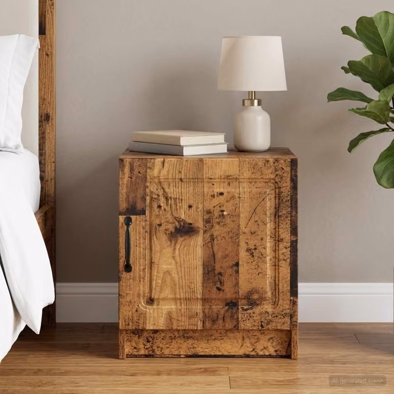 Armadio da notte vidaXL in legno stile vintage, colore marrone e nero, L 43 cm x P 34,5 cm x H 47 cm