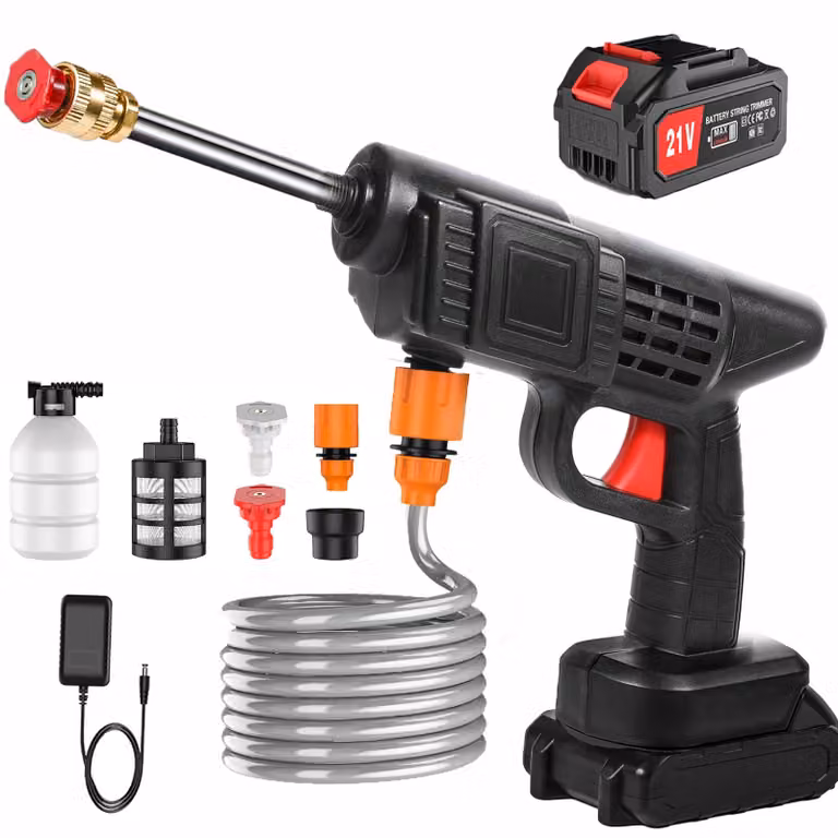 Idropulitrice portatile – Idropulitrice elettrica senza fili – Pistola per schiuma – Ricaricabile – 21 V – 1 batteria