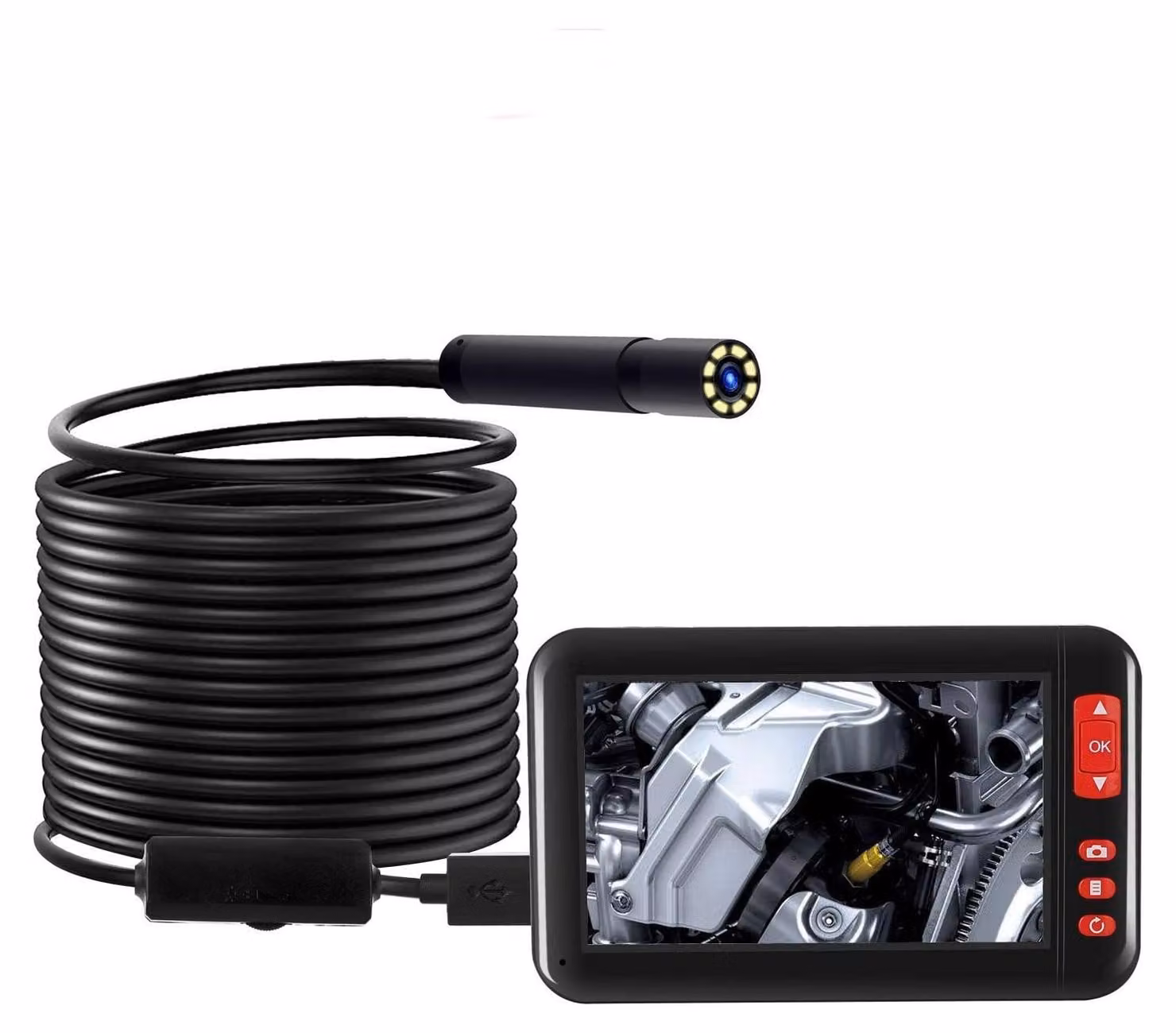 Endoscopio industriale con schermo LCD da 4,3 pollici, batteria da 2000 mAh e cavo da 5 metri