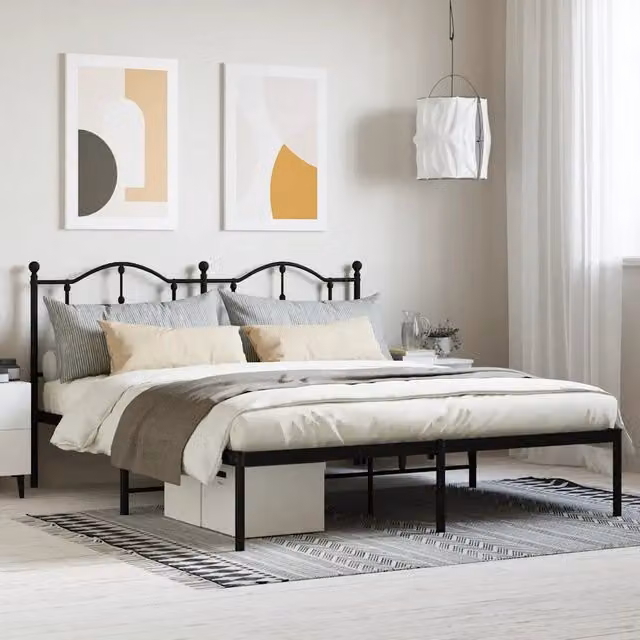 Letto con testiera in metallo nero vidaXL L/P: 160 x 200 cm – 1