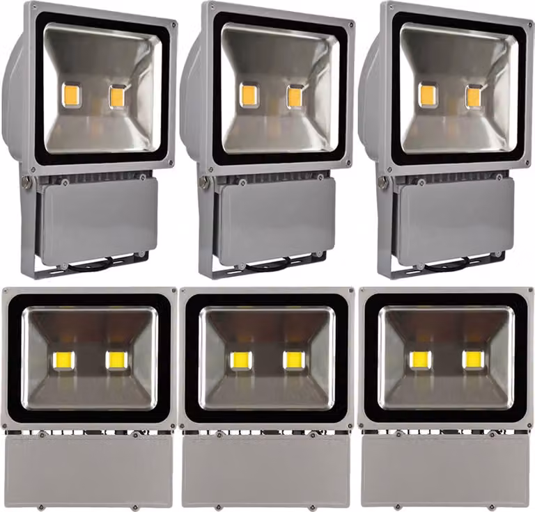 6 pezzi di proiettori LED da 100 W per esterni, Greenmigo, bianco freddo, impermeabili IP65, illuminazione di sicurezza super luminosa per giardino, cortile, magazzino, piazza, cartellone pubblicitario