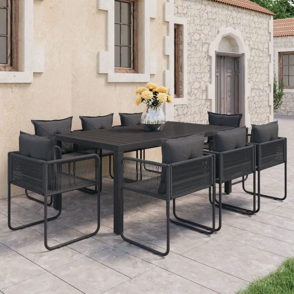 Maison Exclusive - Set da pranzo da giardino 9 pezzi in rattan PVC nero