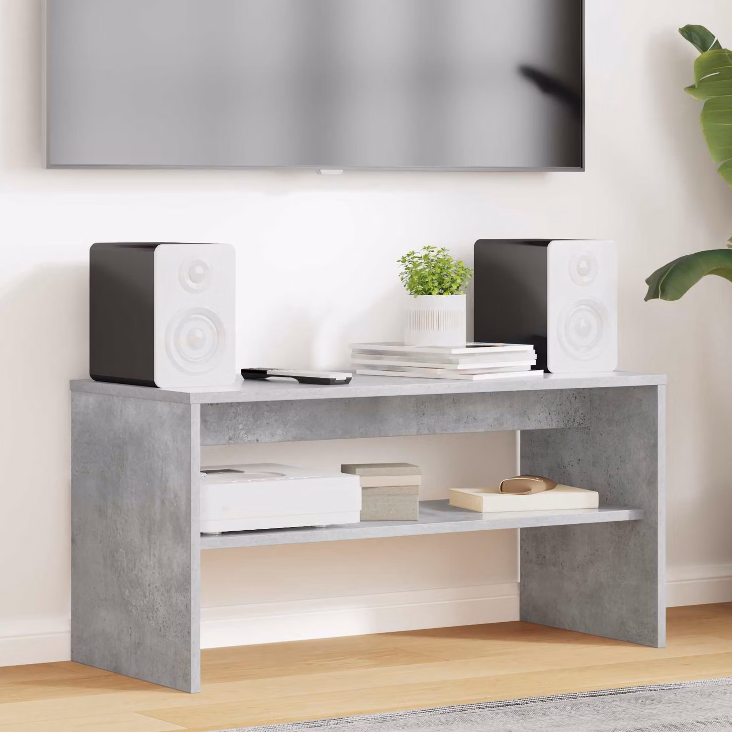 Mobile TV moderno vidaXL in legno ingegnerizzato, Grigio cemento, L 80 cm x P 35 cm x H 40 cm