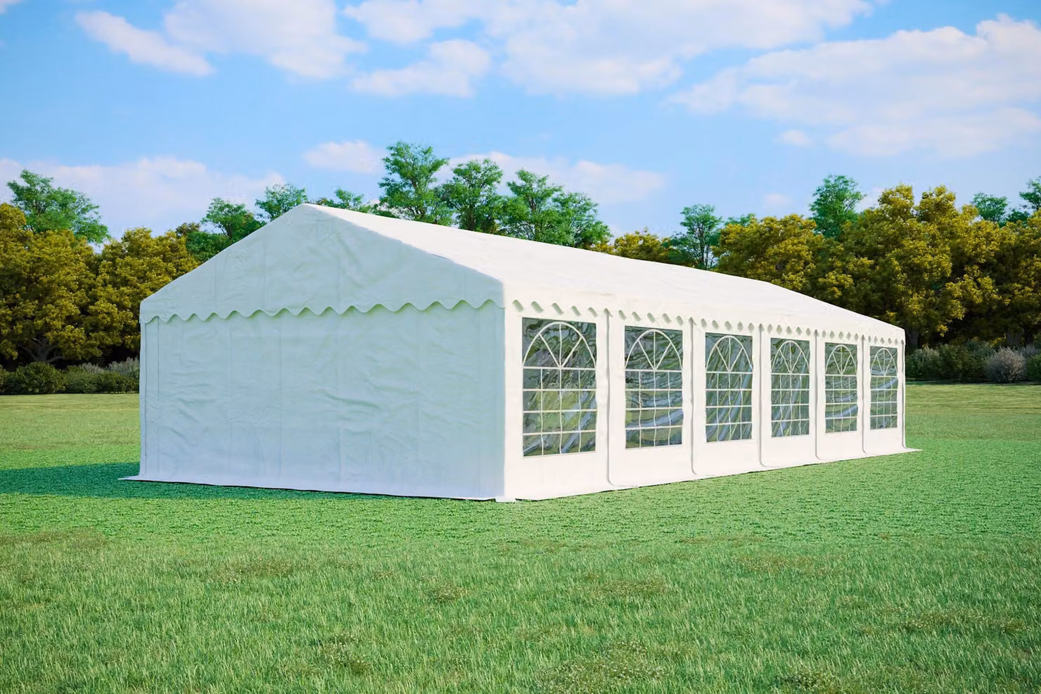 Tenda per eventi 5x12 metri, PVC PREMIUM, 500 g/m² - Bianca