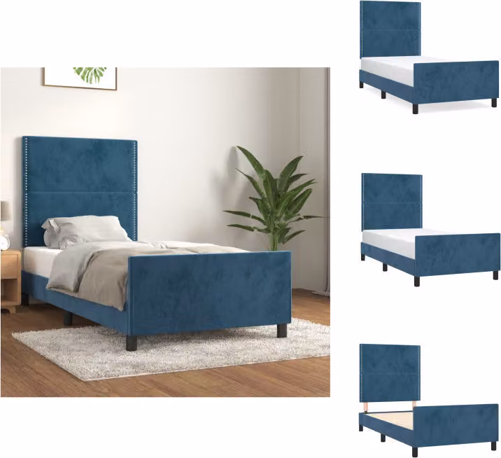 vidaXL Letto con testiera in velluto blu scuro 100x200 cm - Letti & Reti