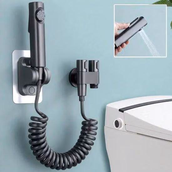 Set doccia-bidet con comando manuale, 2 metri, con pistola a spruzzo e set di rubinetti per bidet