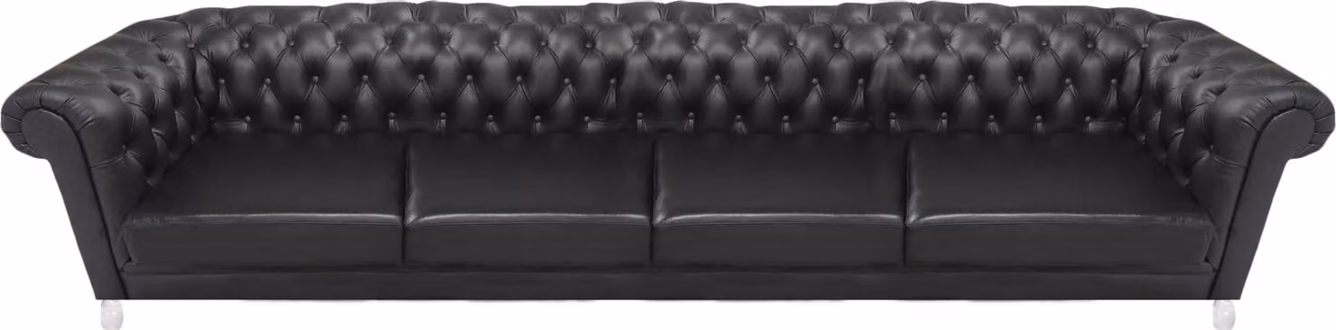 Schwarzes Chesterfield Wohnzimmer Edles Polstersofa Designer Ledercouch