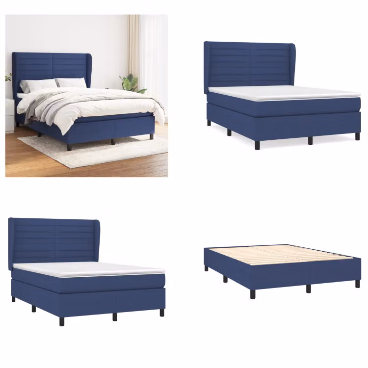 vidaXL Letto a molle con materasso in tessuto blu 140x190 cm - Letto a molle - Boxspringbetten - Bett - Schlafzimmermöbel