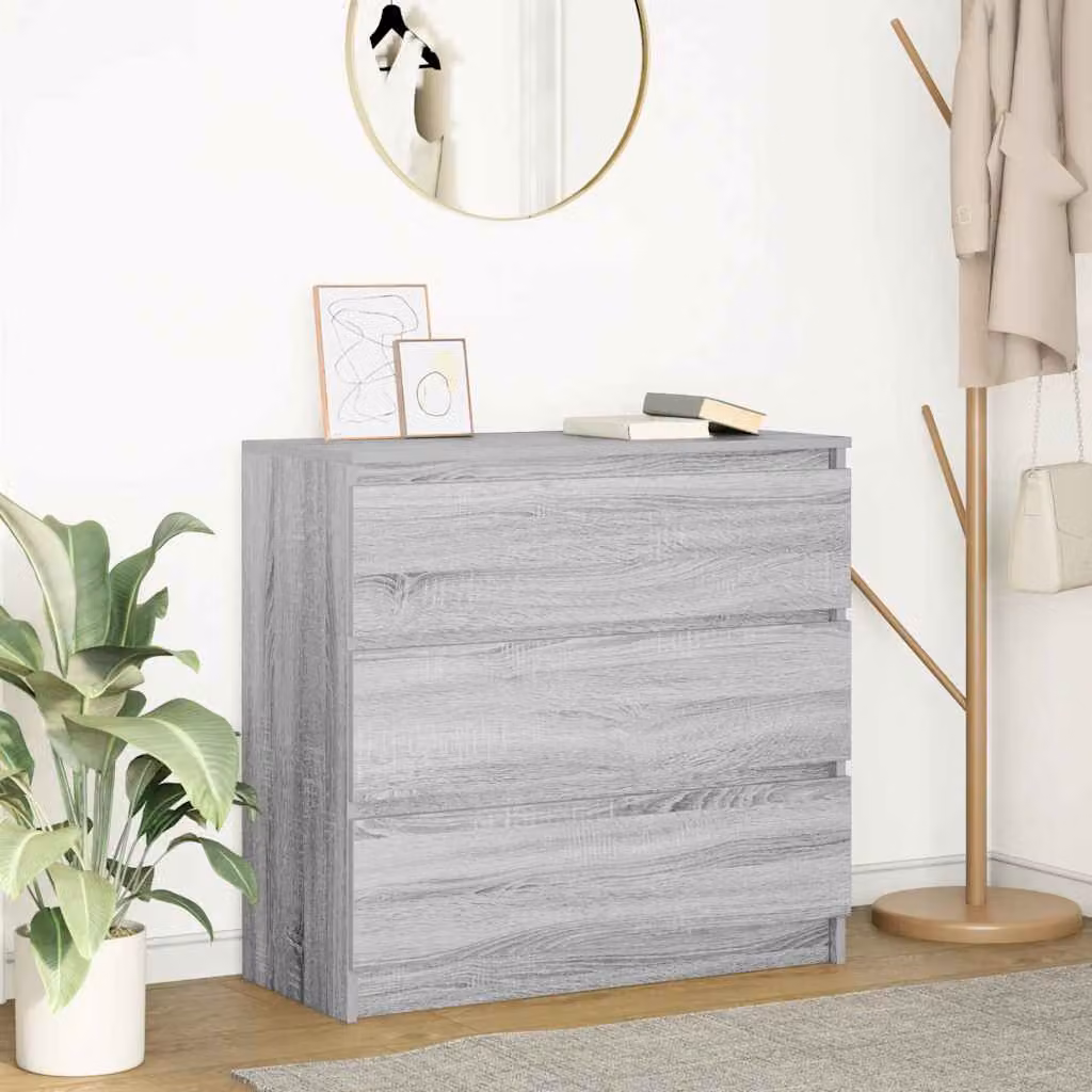 Credenza moderna vidaXL in legno multistrato e MDF, colore Grigio, L 80 x P 35 x H 76 cm