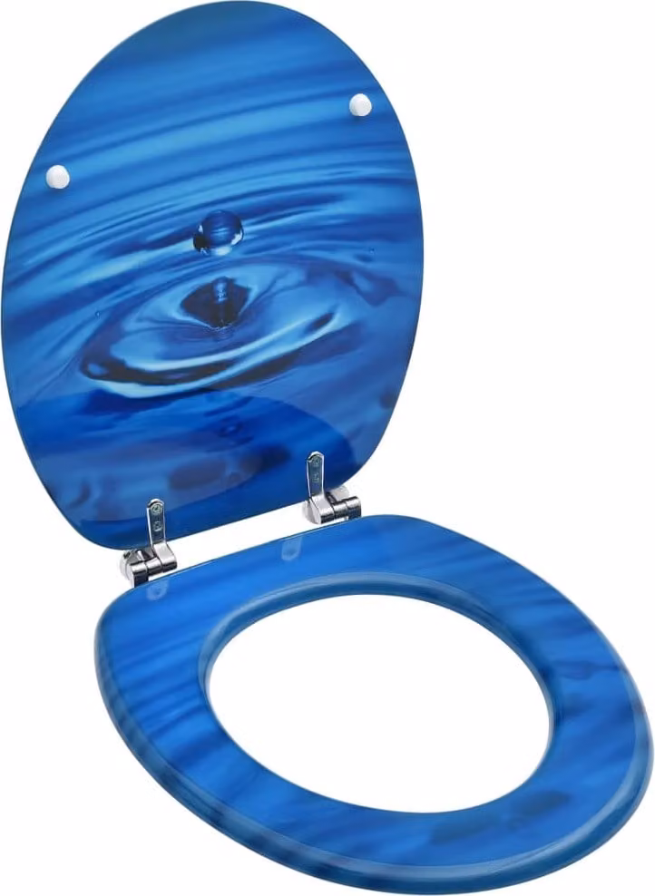 Tavoletta WC con Coperchio MDF Blu Design Goccia d'Acqua