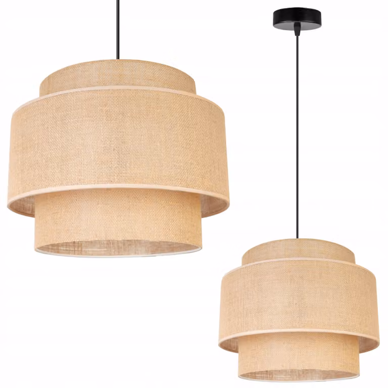 Lampada a sospensione, lampadario da soffitto, paralume, Boho Juta