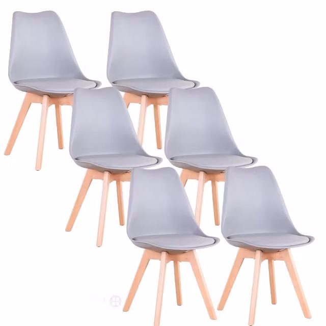 Set di sedie da sala da pranzo, design moderno e minimalista, seduta imbottita in PU, grigio