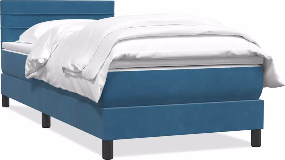 Giroletto a Molle con Materasso Blu Scuro 80x220 cm Velluto