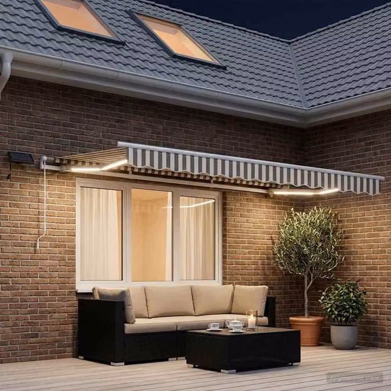 vidaXL Tenda retrattile Grigio chiaro e bianco 300 x 250 cm