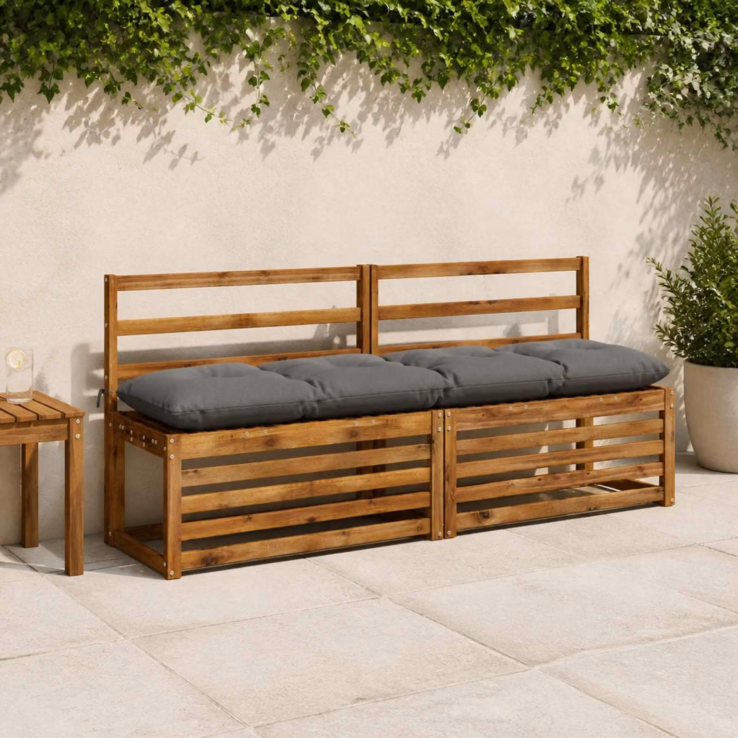 vidaXL Cuscini per Panchina VIANEN 2 pz 100% Poliestere Grigio