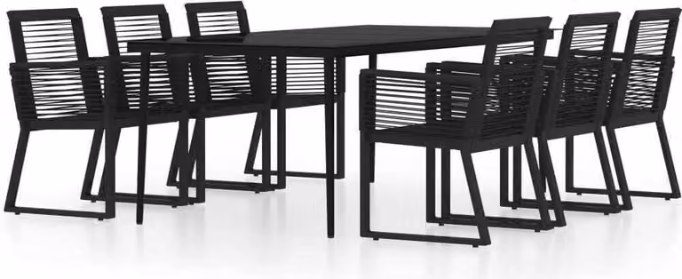 Set Mobili da Pranzo per Giardino 7 pz Nero