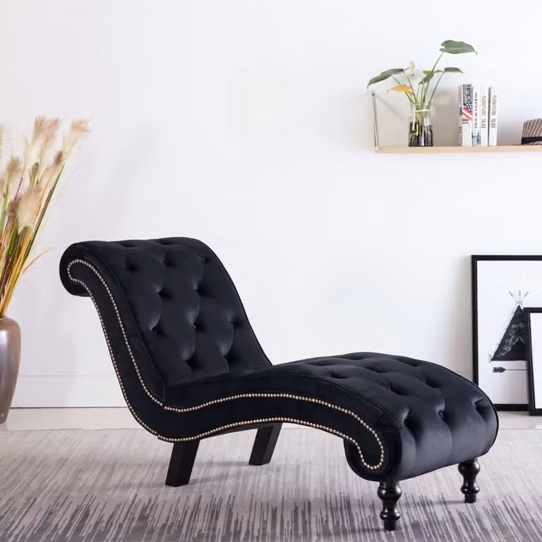 Maison Exclusive - Sedia a Sdraio Nera in Velluto