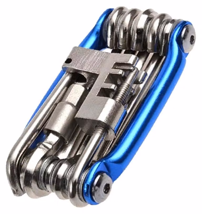 Multitool per bicicletta, con 11 funzioni, design compatto e portatile, colore blu