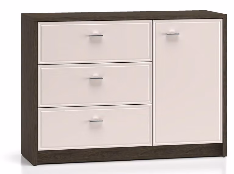 Cassettiera Avante Credenza Windmill rovere scuro Cashmere lucido larghezza selezionabile,117cm