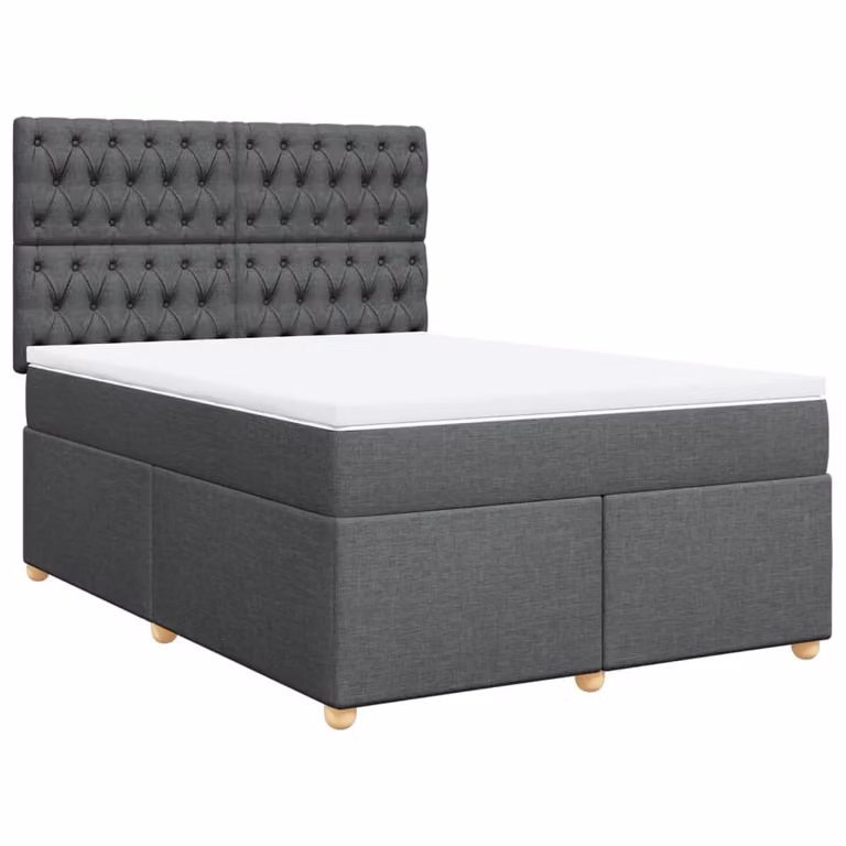 Giroletto a Molle con Materasso Grigio Scuro 140x190 cm Tessuto