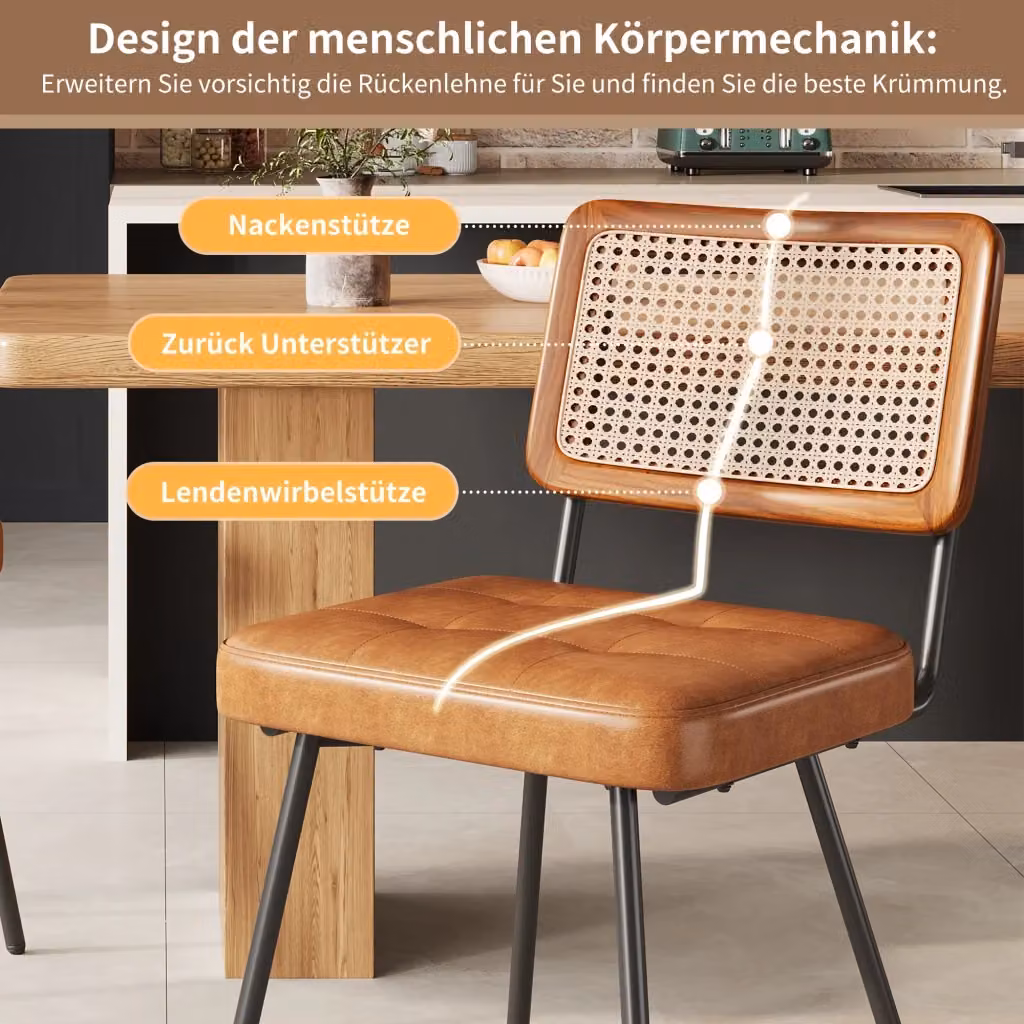 Sedia da pranzo REDOM in rattan e metallo marrone L: 61 cm, P: 46 cm, H: 79 cm – 2