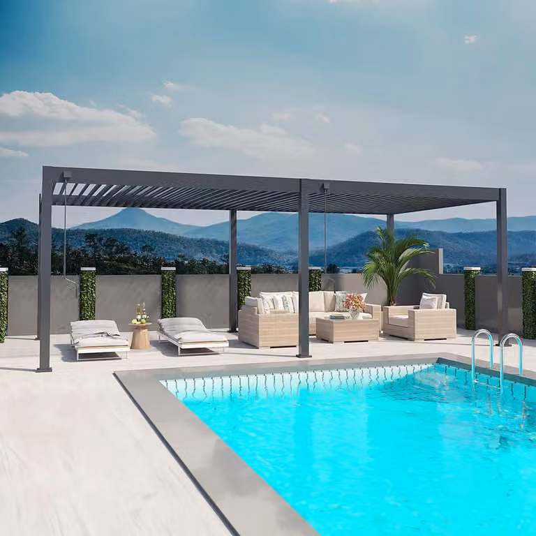 Pergola Weide Deluxe interamente in alluminio 3,6x7,2 m con tetto a lamelle, indipendente, antracite