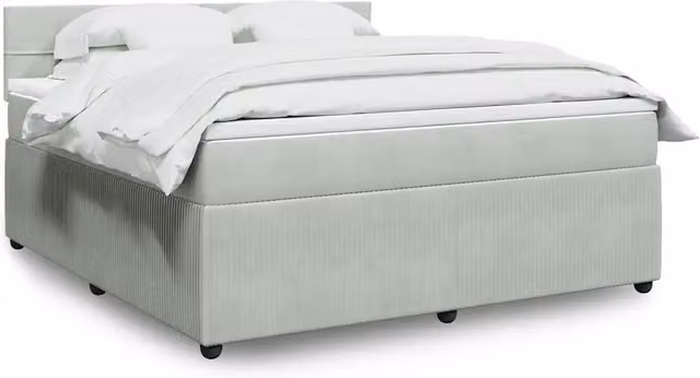 Letto Ibrido con Giroletto a Molle e Materasso vidaXL in Velluto Grigio e Bianco L/P: 180 x 200 cm