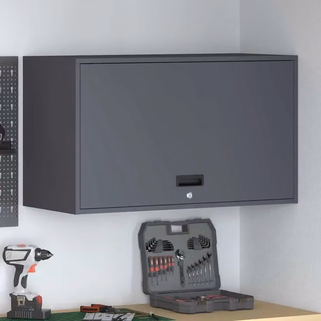 Armadio a muro vidaXL per garage in stile industriale, colore antracite opaco, L: 90 cm, P: 40 cm, H: 53 cm – 1
