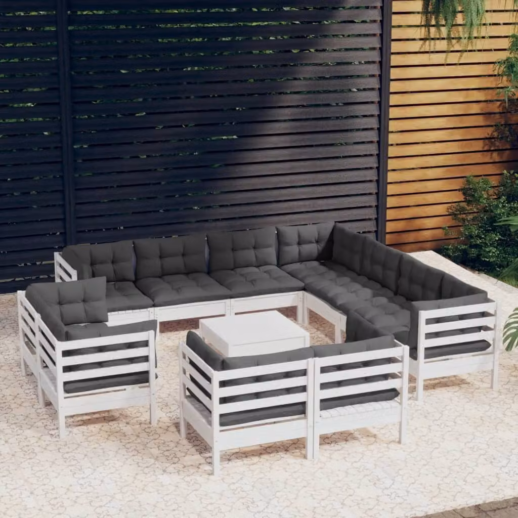 Maison Exclusive - Set Divani da Giardino 12 pz con Cuscini BiancLegno di Pino