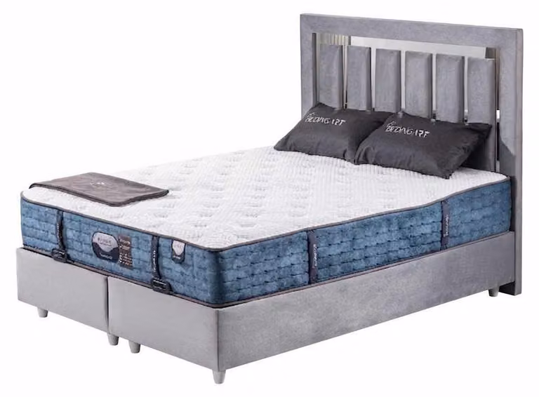 Letto imbottito grigio, dimensioni 180x200, rivestito in tessuto, struttura in legno, con testiera, ideale per la camera da letto, offre comfort