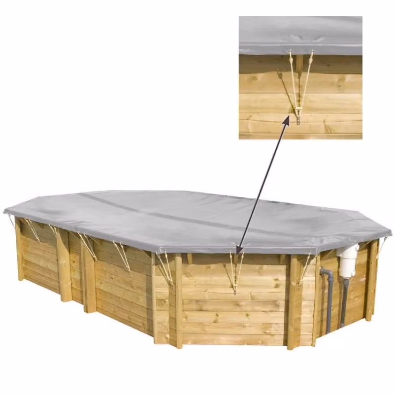 Copertura invernale in PVC BWT My Pool Odyssea per piscine ottagonali allungate, 8,62 x 5,08 m, per piscina di 5,15 x 3,65 m – 2