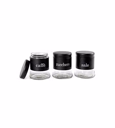 Barattoli Vetro Nero 3Pz Utilissimi