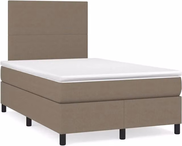 Letto a Molle con Materasso vidaXL in Tessuto con Illuminazione LED e Porte USB, Grigio/Beige, L: 123 cm, P: 193 cm, H: 128 cm