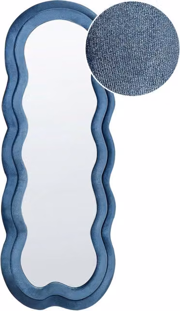 Specchio da parete Beliani blu con cornice in MDF e forma irregolare, stile moderno, H 160 cm x L 57 cm