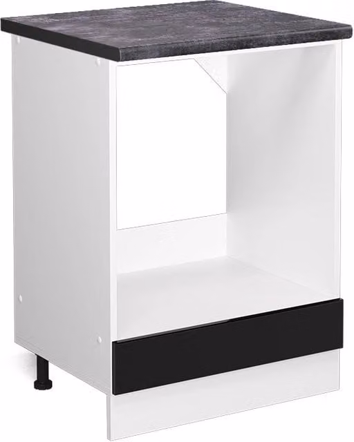 Mobile per forno da incasso R-Line Vicco Nero lucido e Bianco con base Antracite, Larghezza: 60 cm – 1