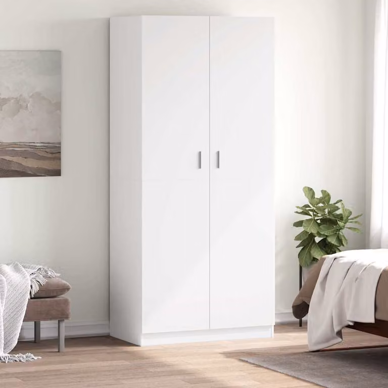 vidaXL Armadio Bianco Moderno in Legno con Ante a Battente L: 90 cm, P: 52 cm, H: 200 cm