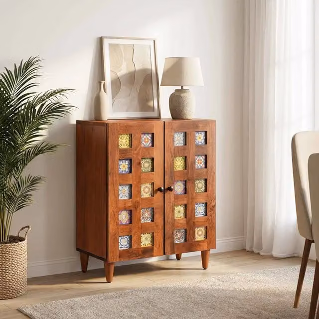 Credenza 60 x 33 x 75 cm Legno di mango massello Noce 4018226