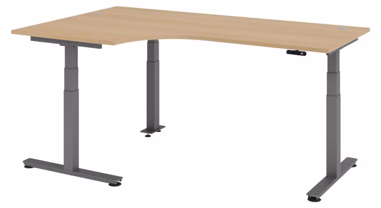 Scrivania elettrica bümö XDSM - Struttura: grafite, dimensioni: scrivania angolare 200 x 120 cm, finitura: rovere