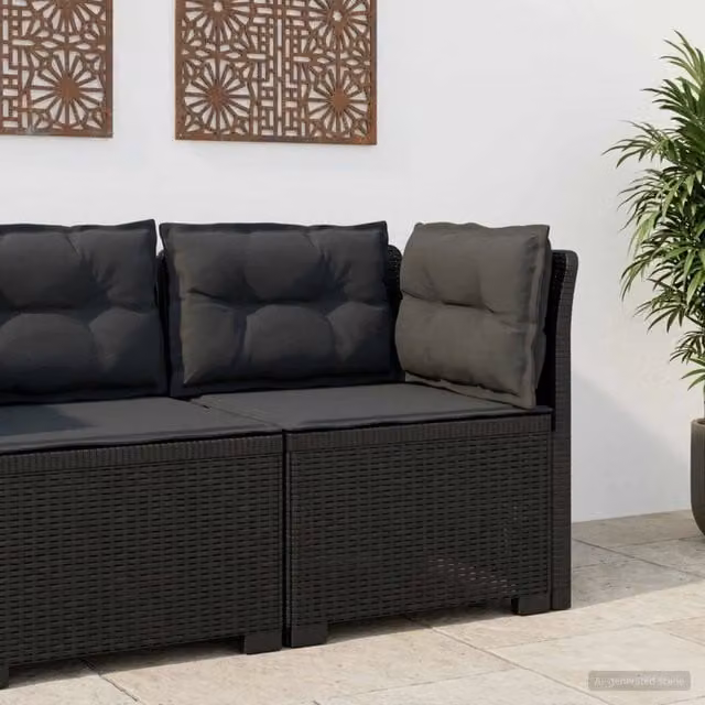 Divano da giardino a 1 posto con cuscini vidaXL in aspetto rattan color antracite L 70,5 x P 62 x H 62 cm – 1