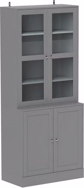 Libreria con ante in vetro ¨C Xylo ¨C 6 ripiani grigio 4 porte
