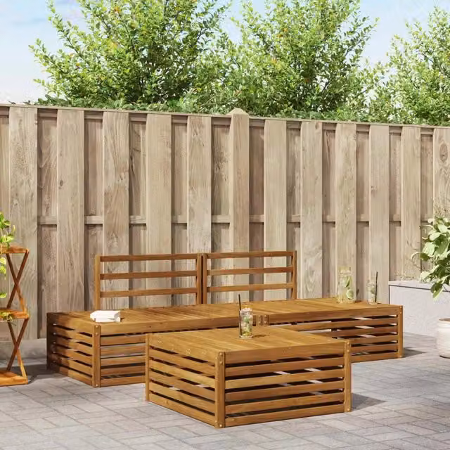 4 pz Set di divani da esterno Legno di Acacia Massello Naturale 3374084
