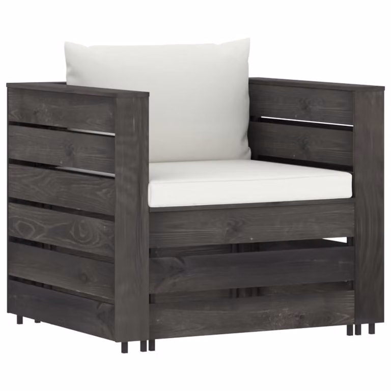set da giardino 2 pezzi con cuscini Legno impregnato grigio