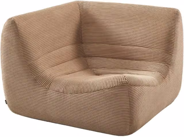 Poltrona angolare in velluto a coste, beige scuro