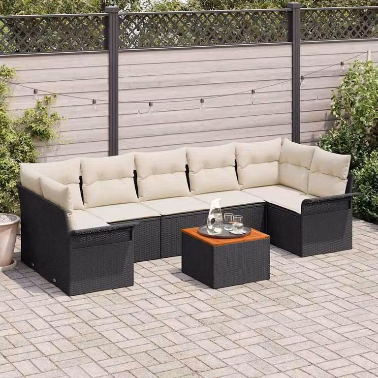 Maison Exclusive - Set Divano da Giardino con cuscino 8 pcs Nero polyrattan