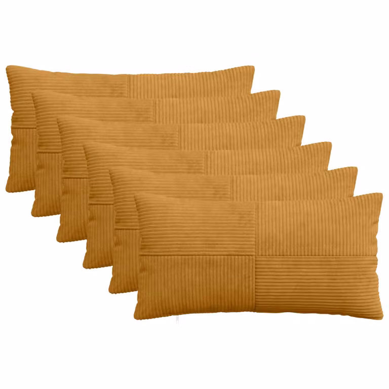 Set di 6 federe vidaXL ALMELO in velluto a coste giallo, L 40 cm x P 70 cm