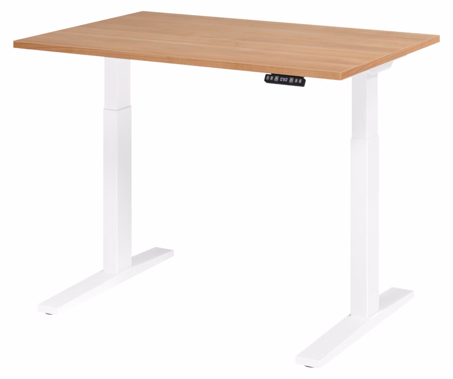 Scrivania elettrica bümö XMKA - Dimensioni: 120 x 80 cm, finitura: noce, struttura: bianco