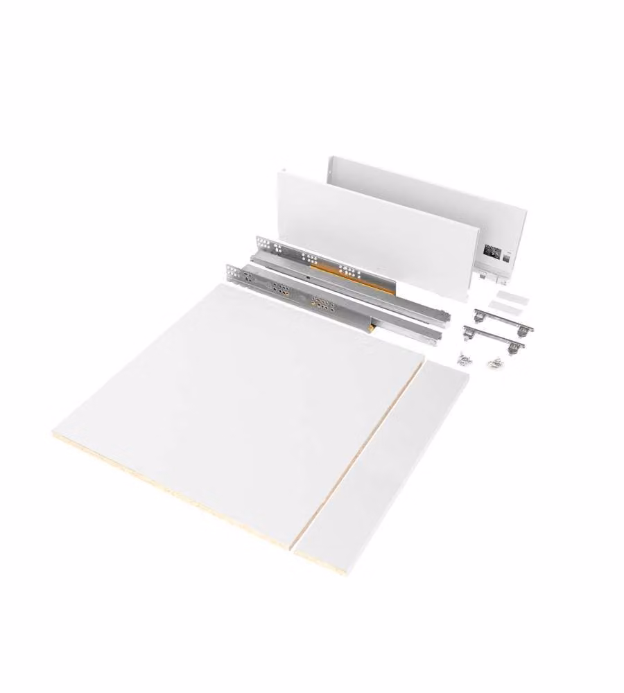 Emuca Kit cassetto Vertex cucina o bagno, con pannelli, chiusura soft, 500x178mm, modulo 600mm, Acciaio, Grigio antracite