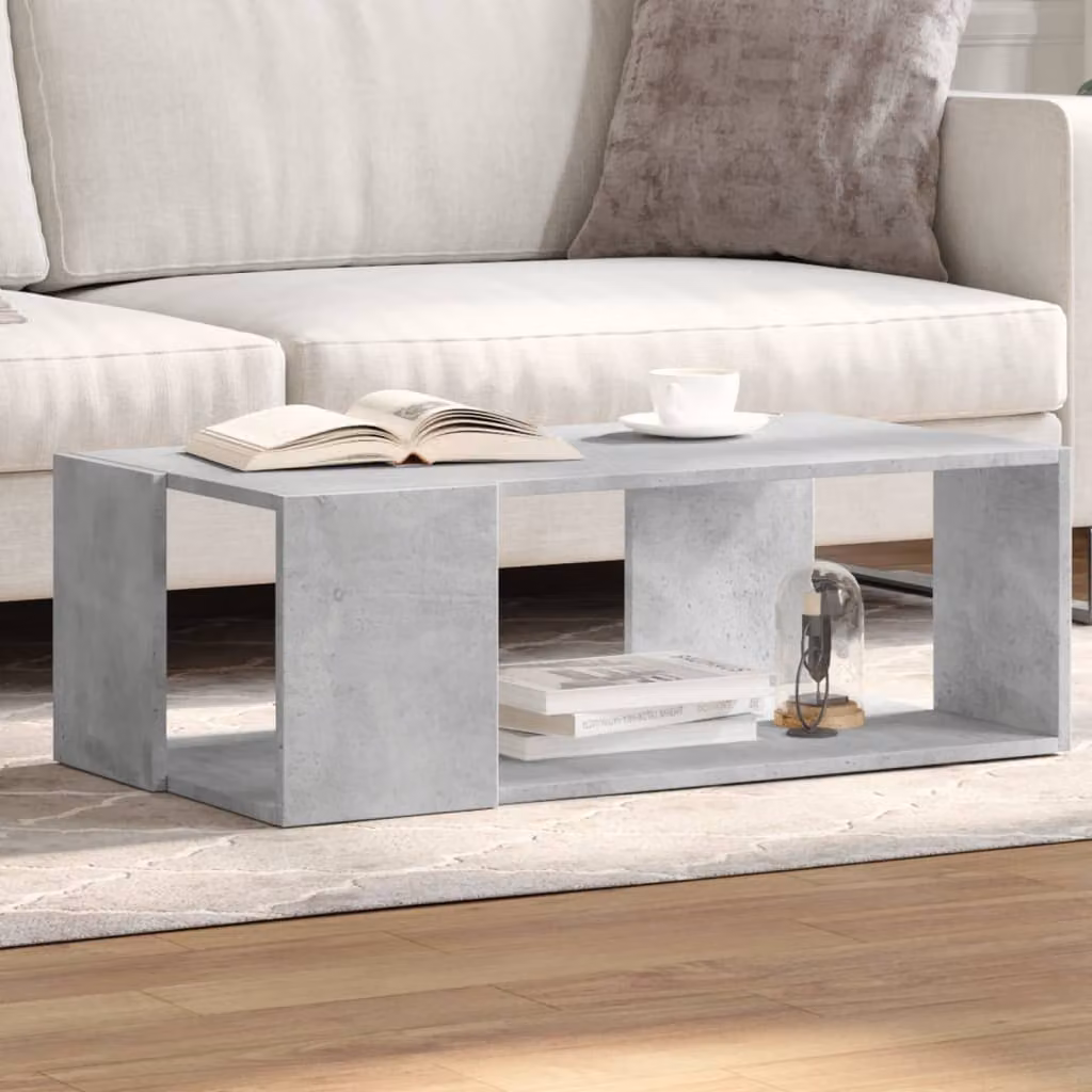 vidaXL Tavolino da salotto moderno in legno e composito, Grigio, L: 89,5 cm, P: 48 cm, H: 30 cm